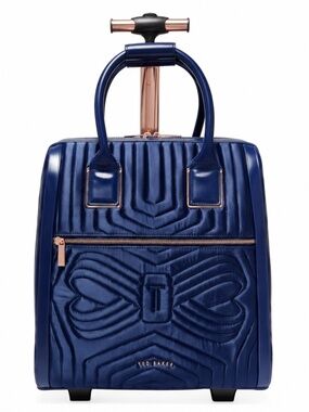 Ted Baker Anisee Quilted Bow Travel Bag Navy Rolling Carry-On Weekend Bag